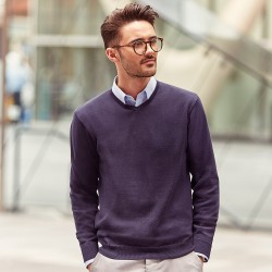 Plain V-neck knitted sweater Russell 275 GSM